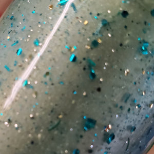 Color Code 0026  Light Emerald wtih Blue, Emerald, Black, and Holographic Gold Glitter
