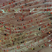 Load image into Gallery viewer, Color Code 0004 - Clear plastic with Small and Fine Red Glitter, Small and Fine Black Glitter, and Fine Holographic Gold Glitter