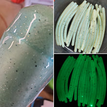 Load image into Gallery viewer, Color Code 0025 Blue/Green Obake with fine gold glitter, emerald glitter, blue glitter, black glitter and green glow