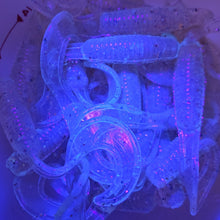 Load image into Gallery viewer, Color Code 0020: Clear Plastic with fine gold glitter and fine black glitter and UV under UV light