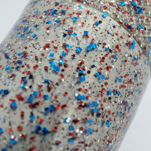 Color Code 0041:   4th of July Firecracker Version 5.0 - balanced fine and small blue, red, and silver glitter
